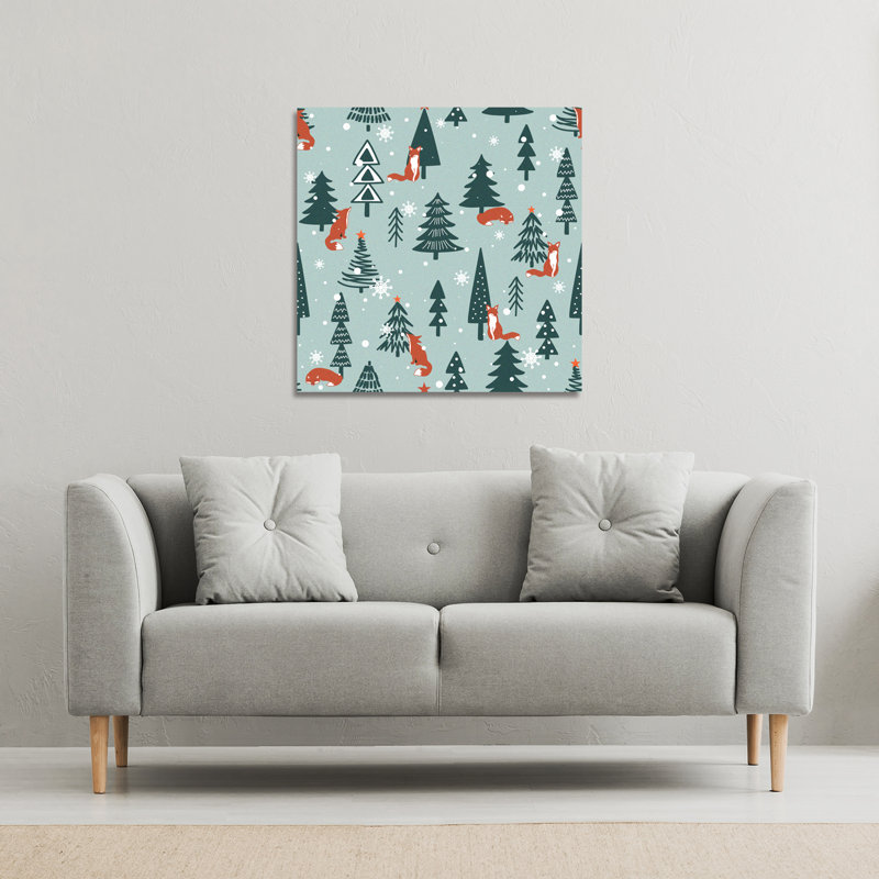 Fir-Trees Snow - Wrapped Canvas Print, 46cm H x 46cm W