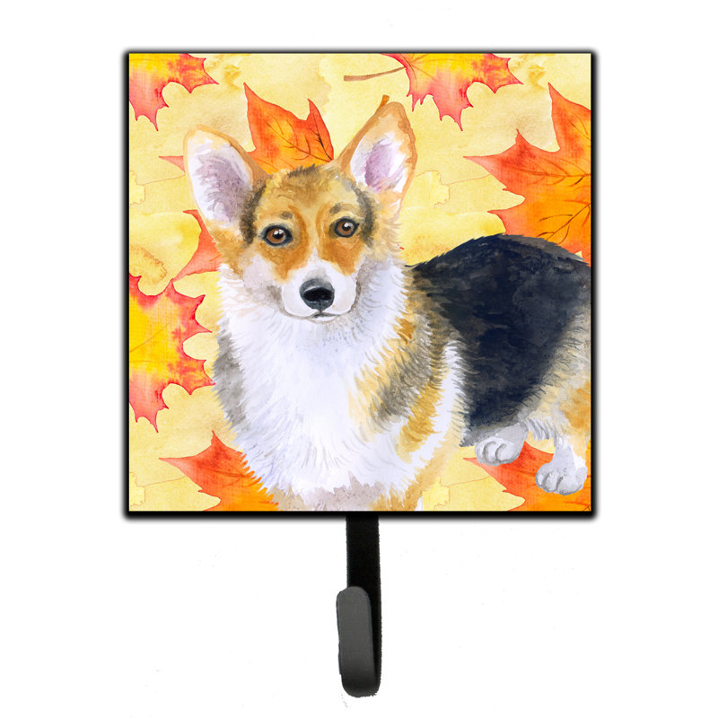 Organisateur de clés murales avec crochets clés partagée pei automne Eliane, Corgi Pembroke, Orange / Brun / Noir