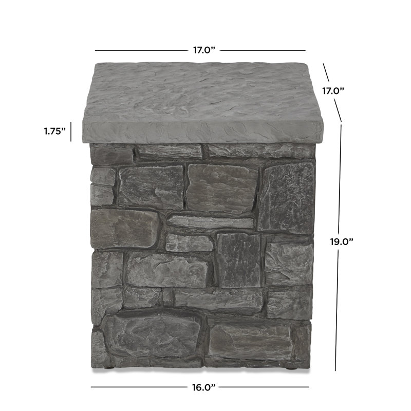SEDONA 19"H Square Concrete Propane Tank Cover and Side Table by Real Flame, Grey, 19" H x 17" W x 17" D