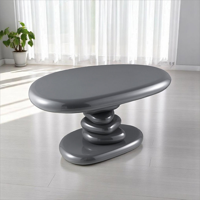 Table de bout grise ultrabrillante