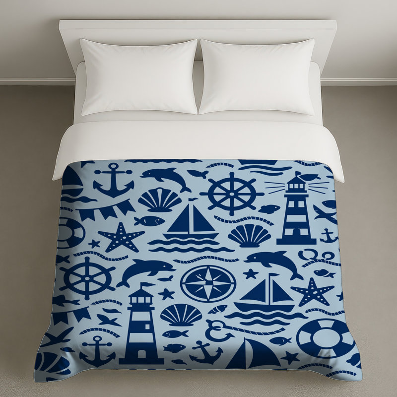 Housses de couette à motif éléments nautiques, Queen