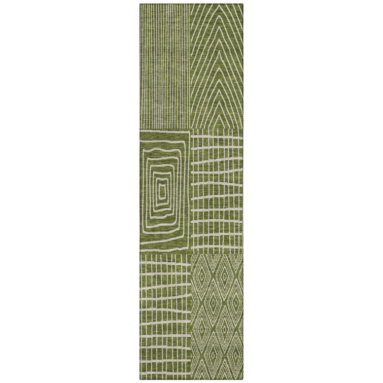  Machine Washable Indoor/Outdoor Chantille ACN990 Green Area Rug