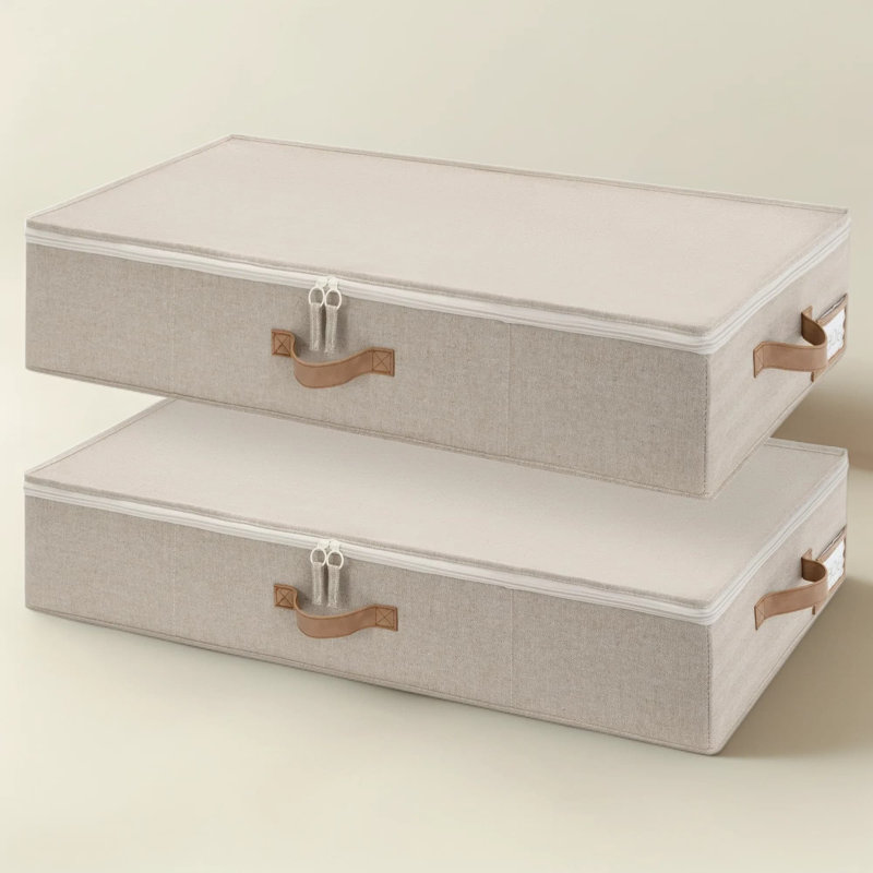 Underbed Storage Containers With Lid, 2-Pack Fabric Under Bed Storage Bins For Clothes, Bedding, And Seasonal Items, Durable And Space-Saving Design