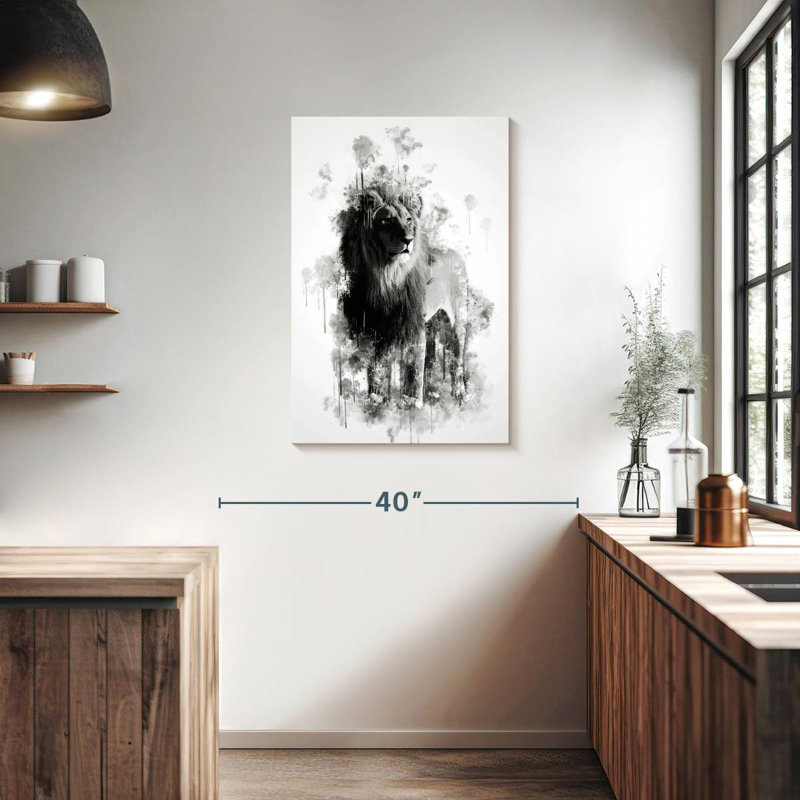 Brampt Lion Black And White, 36" H x 24" W