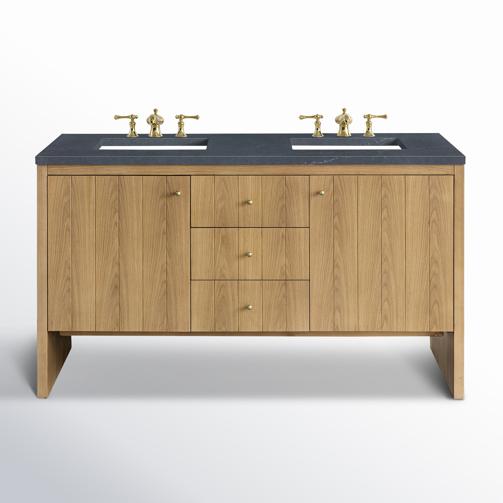 Hudson 60'' Double Bathroom Vanity, Lime Delight, 8" Widespread, Light Natural Oak