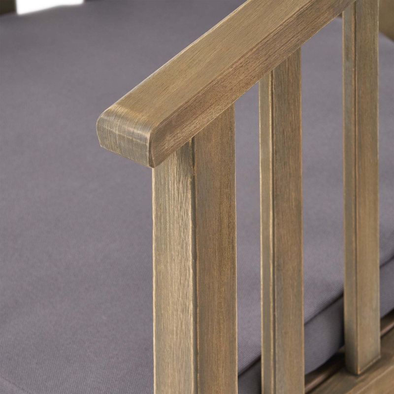 Chaises de salle à manger d'extérieur en bois avec coussins, ensemble de 2, Gris foncé / Gris