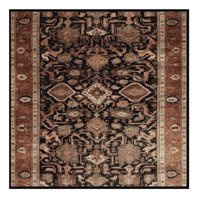 Machine Washable Persian Brown Area Rug, Square 8'