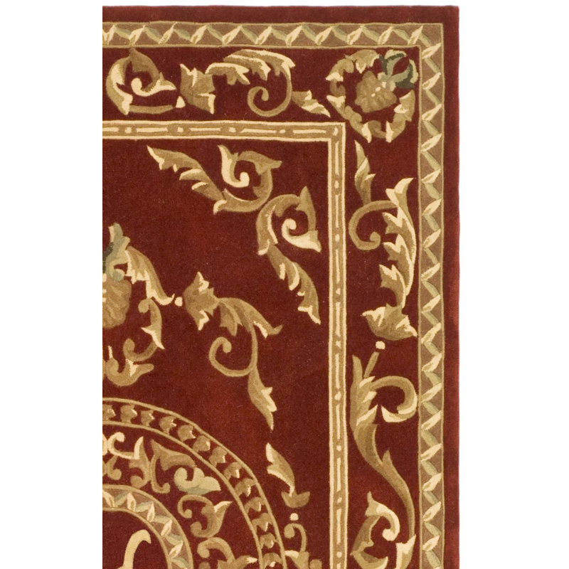 Tapis floral en laine touffeté à la main Lenora Naples, Rectangle 5 pi x 8 pi