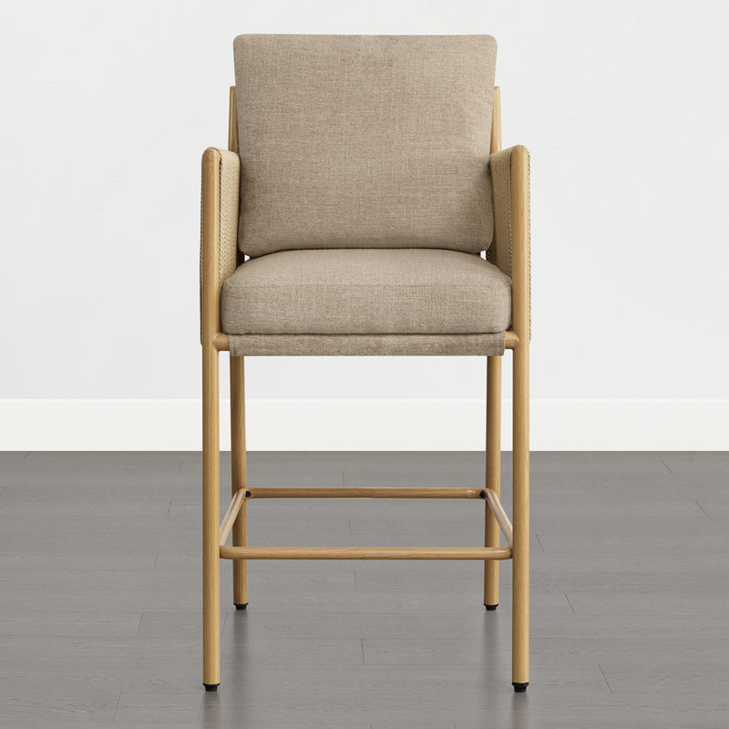 Upholstered Counter Stool with Frame, Tan