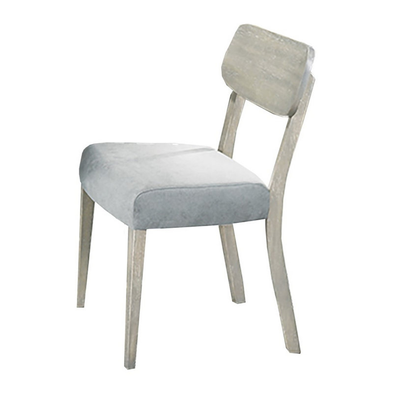 Ensemble de 2 chaises de salle à manger Romy, dossier ouvert, grain de bois naturel, tissu gris