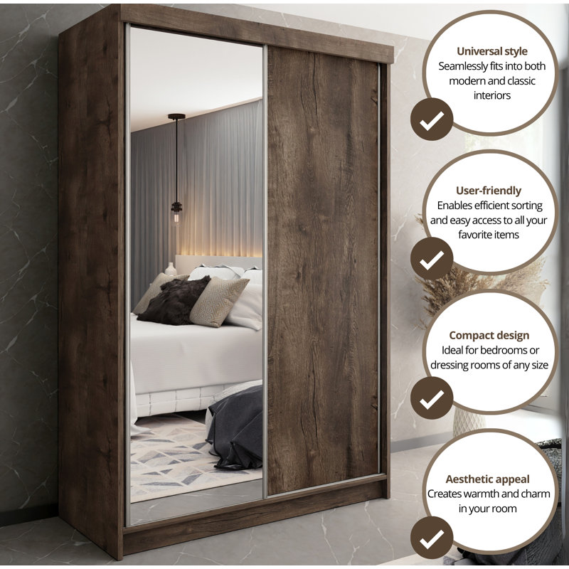 Modern 2 Door Sliding Wardrobe, Walnut