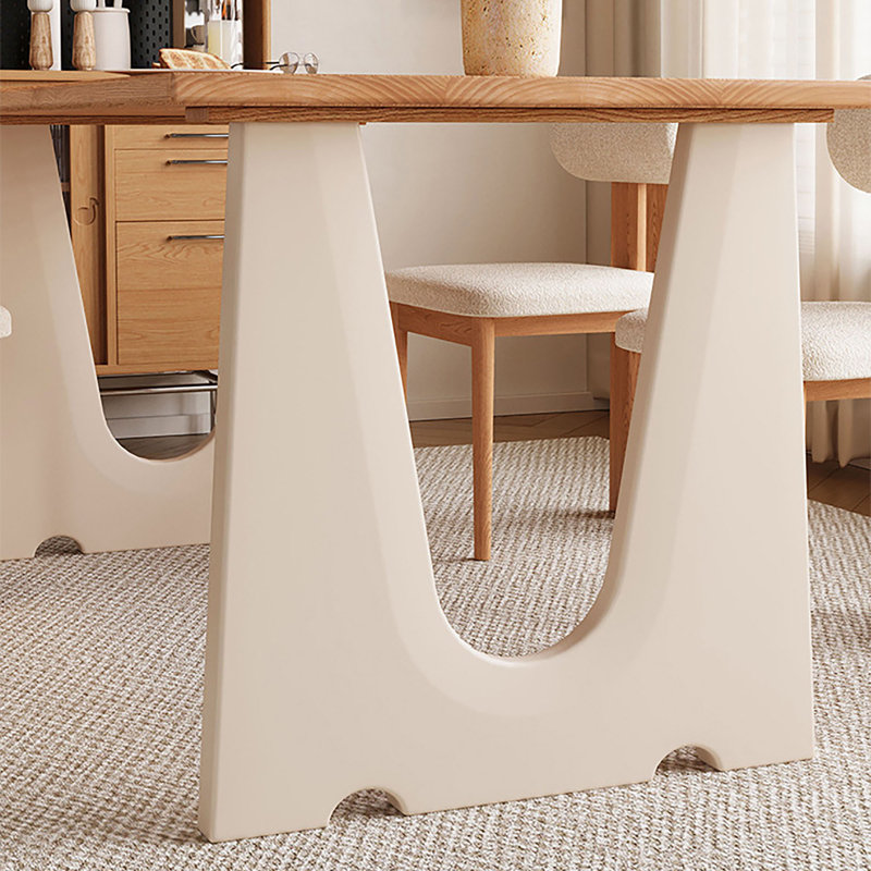 Table de salle à manger en bois massif crème, H 29,5 po x L 86,6 po x l 35,4 po