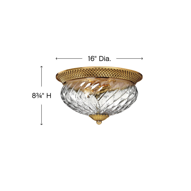 Plantation 3 Light Flush Mount, Burnished Brass