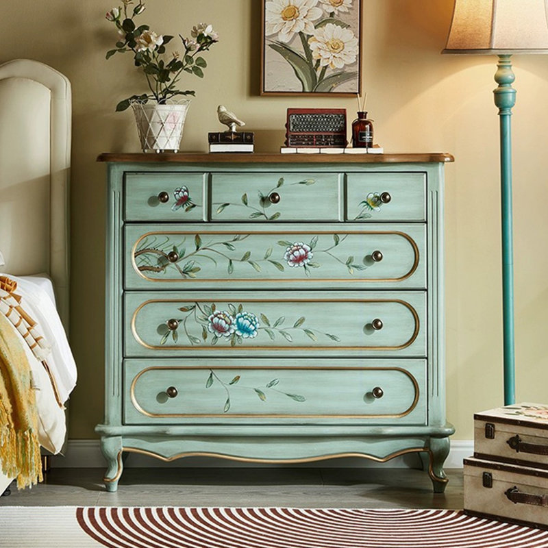 Armoire d'appoint en bois manufacturé vert massif