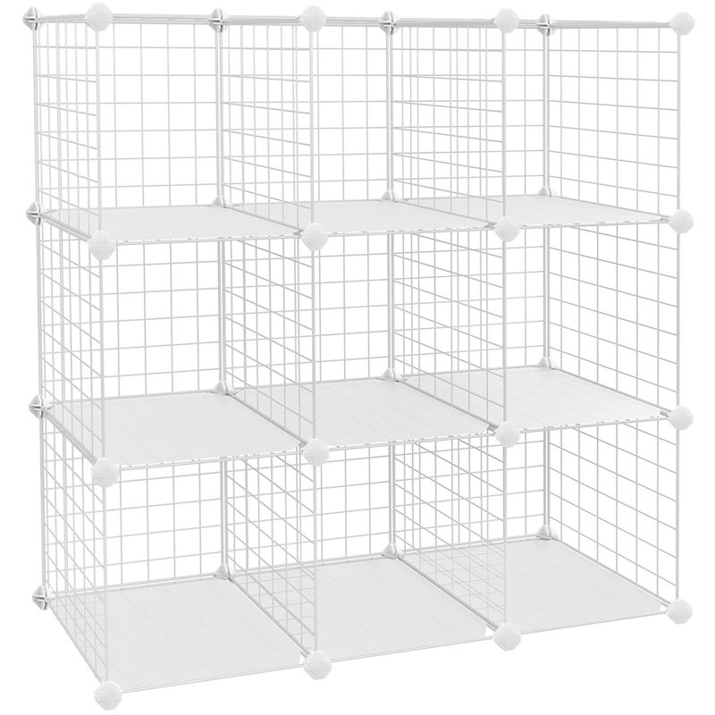 96cm H x 96cm W Metal Bookcase, White