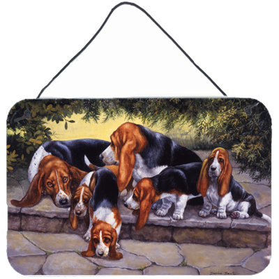 Basset Hound Puppies, Momma and Daddy by Daphne Baxter Painting Print Plaque