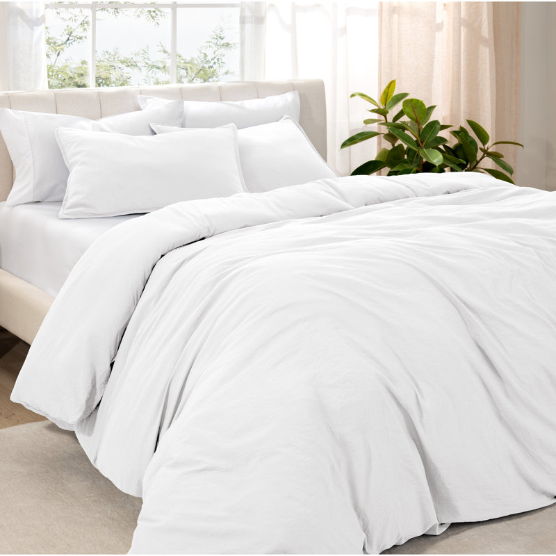 Sandwashed Duvet Cover Set, White, Super King