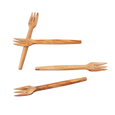 Fourchettes à cocktail en bois d'olivier, ensemble de 4