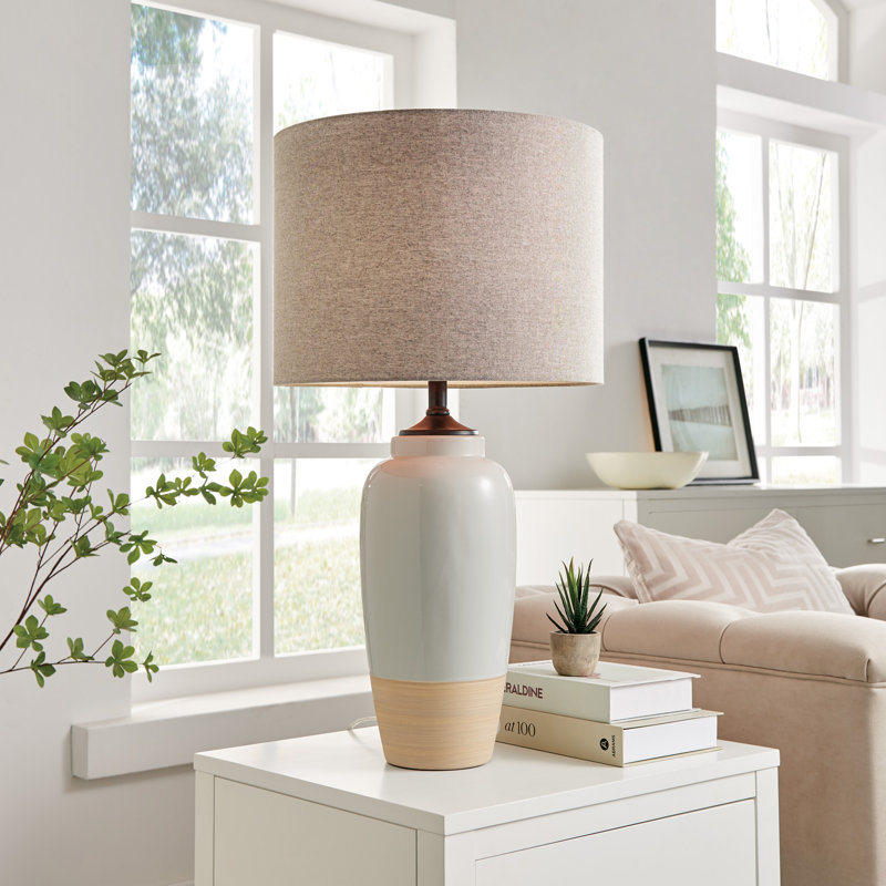 Bokoshe Ceramic Table Lamp, Gray, Gray, 29.25" H x 15" W x 15" D