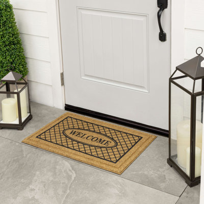 Estate Elegance Natural Geometric Weather Resistant Non-Slip Outdoor Door Mat