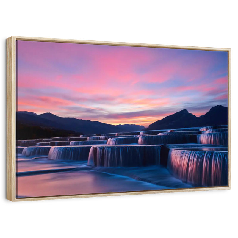 Waterfall Steps, Floating Frame Natural Wood, 13" X 9"