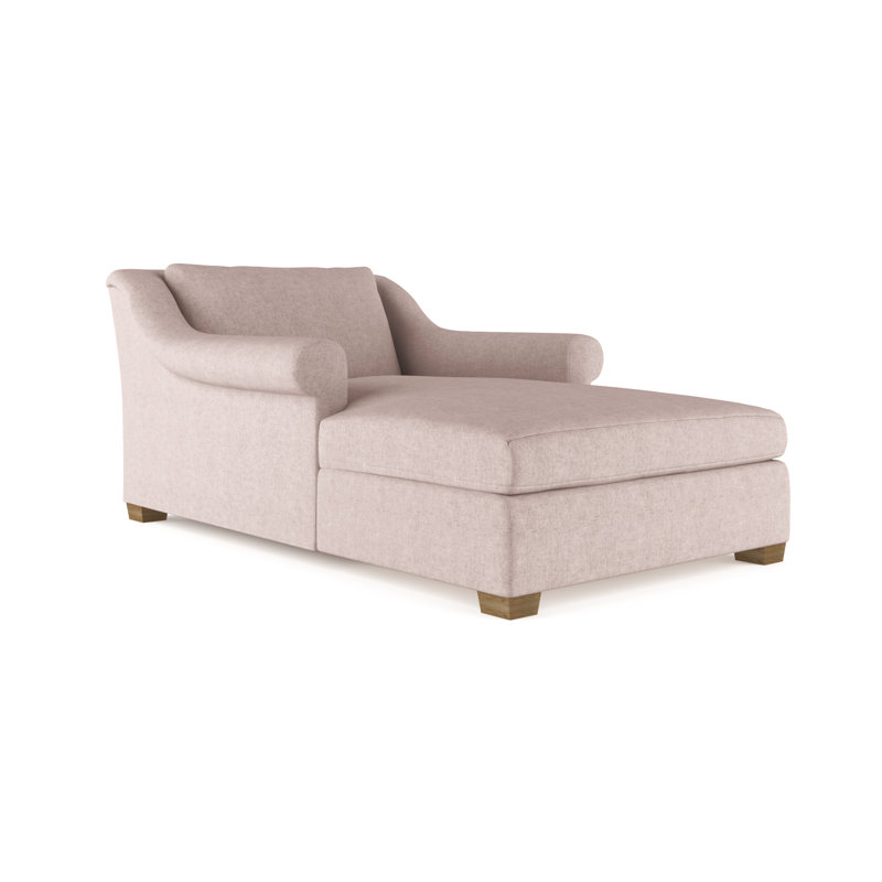 Thompson Chaise Lounge, Plush Velvet Blue Print, Weathered