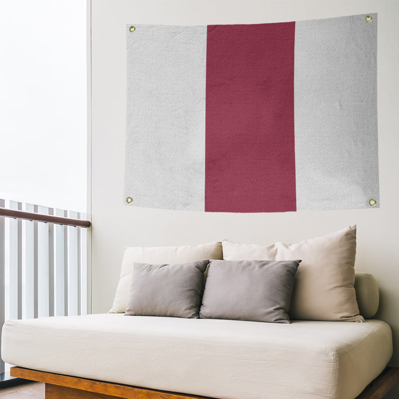 Polyester Tapestry, 26" H x 36" W, White/Red
