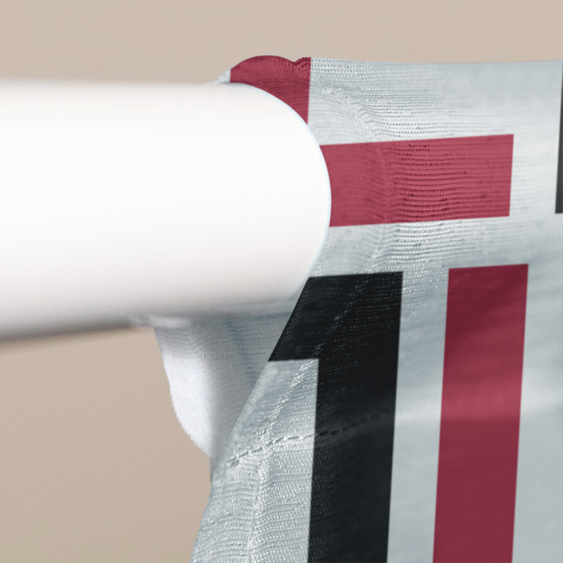 Panneau de rideau simple diaphane avec passe-tringle, Blanc / rouge / noir