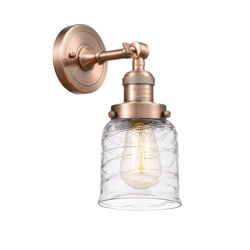 Applique murale 1 lumière 8 po Bell, Cuivre antique, Ampoule non incluse, Tourbillon déco transparent