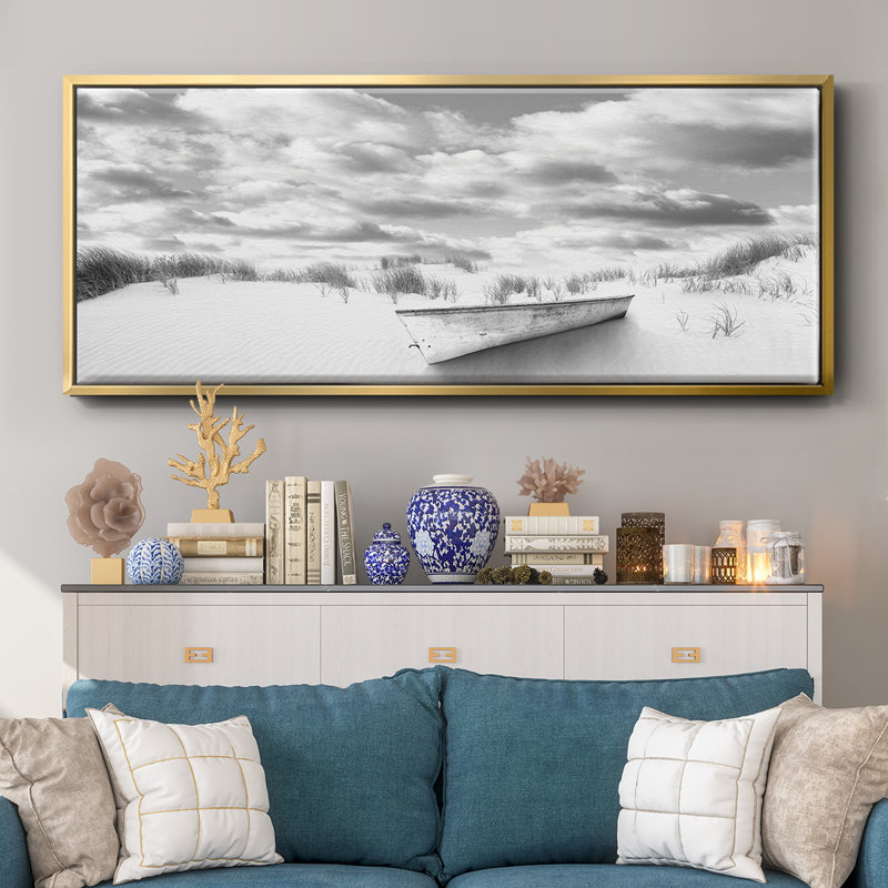 Beach- Framed Canvas, 20" H x 50" W