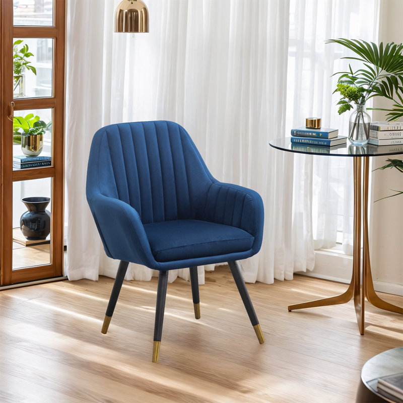 Fauteuil capitonné Quentavious CAL117 de 25,48 po de largeur, Polyester bleu