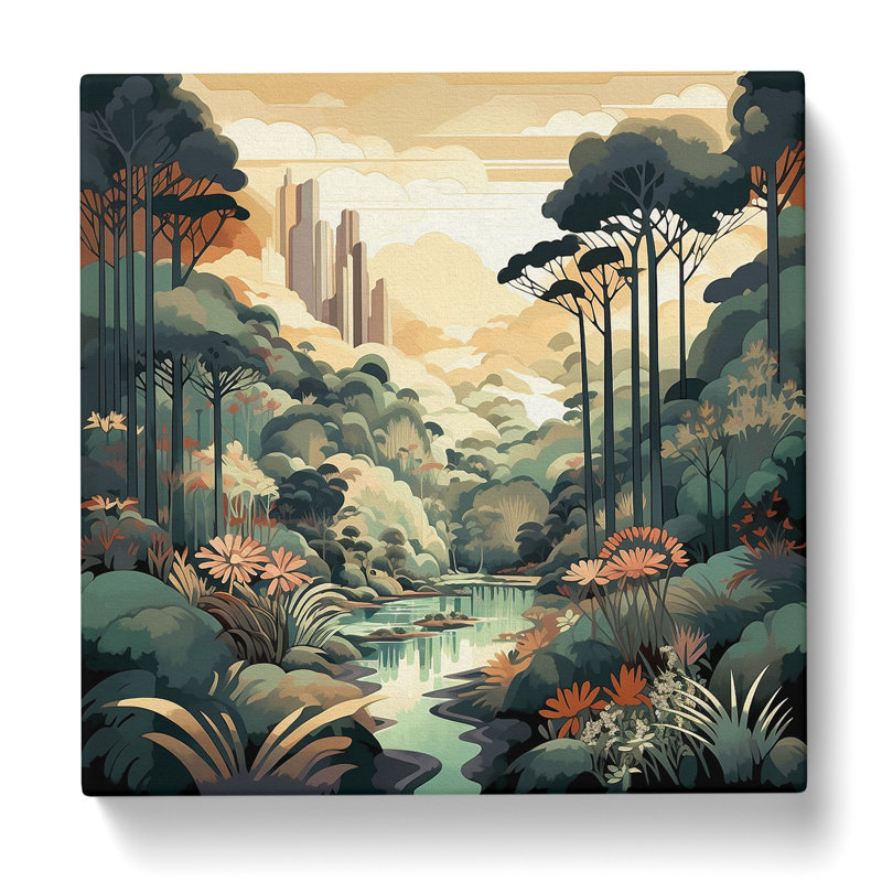 Landscape Art Deco No.1 - Wrapped Canvas, 50cm H x 50cm W x 3cm D