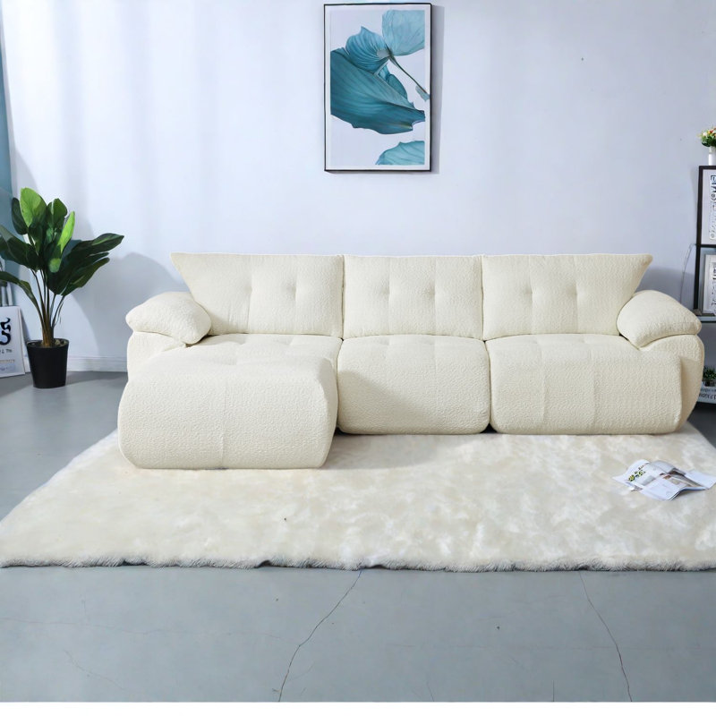 Canapés modulaires Inch, canapé nuage 3 places en chenille, beige moderne pour la maison