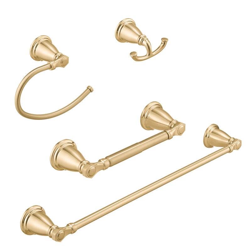 Ensemble de quincaillerie de salle de bain 4 pièces, Or brossé