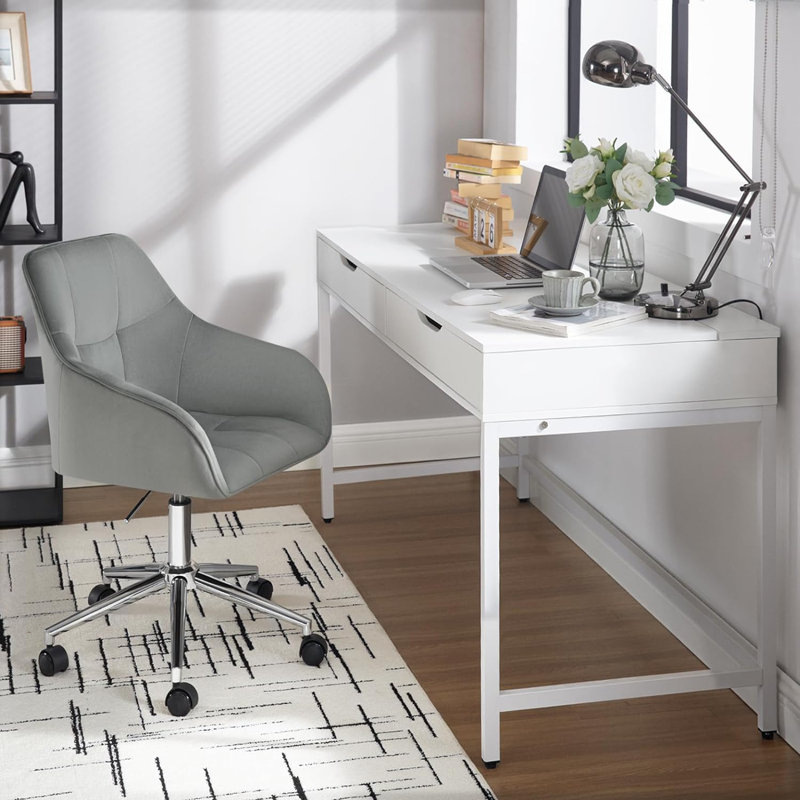 Failand Velvet Task Chair, Light Grey