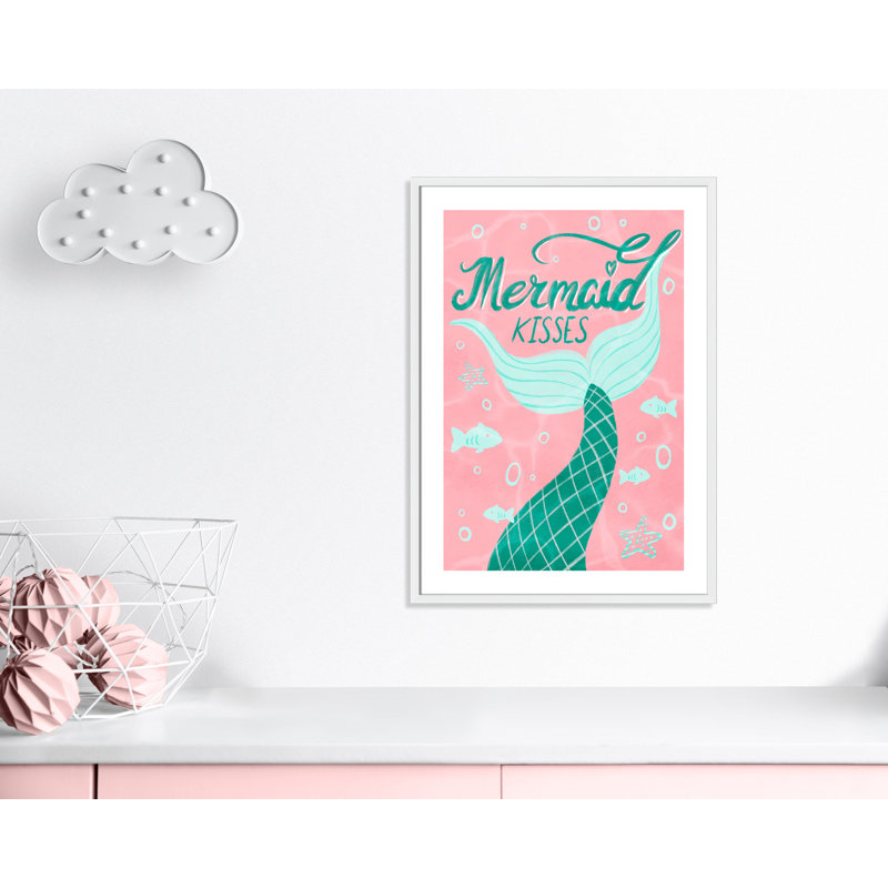 Mermaid Kisses 1, impression sur papier, H 24,5 po x l 20,5 po x P 1,18 po, Encadré de boîte blanc