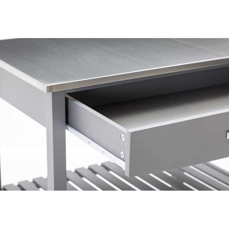 Chariot de cuisine avec plateau en acier inoxydable, Gris