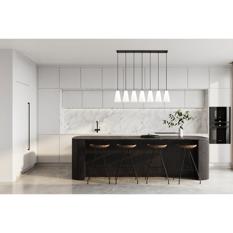 Lustre linéaire à 5 lumières Ceinture, H 11 po x l 6 po x P 54 po, Noir mat