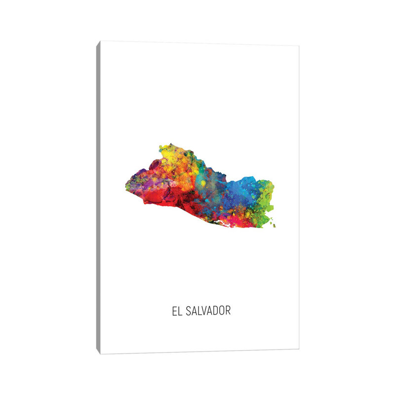 «El Salvador Map» par Michael Tompsett, impression sur toile tendue, H 18 po x l 12 po x P 1,5 po