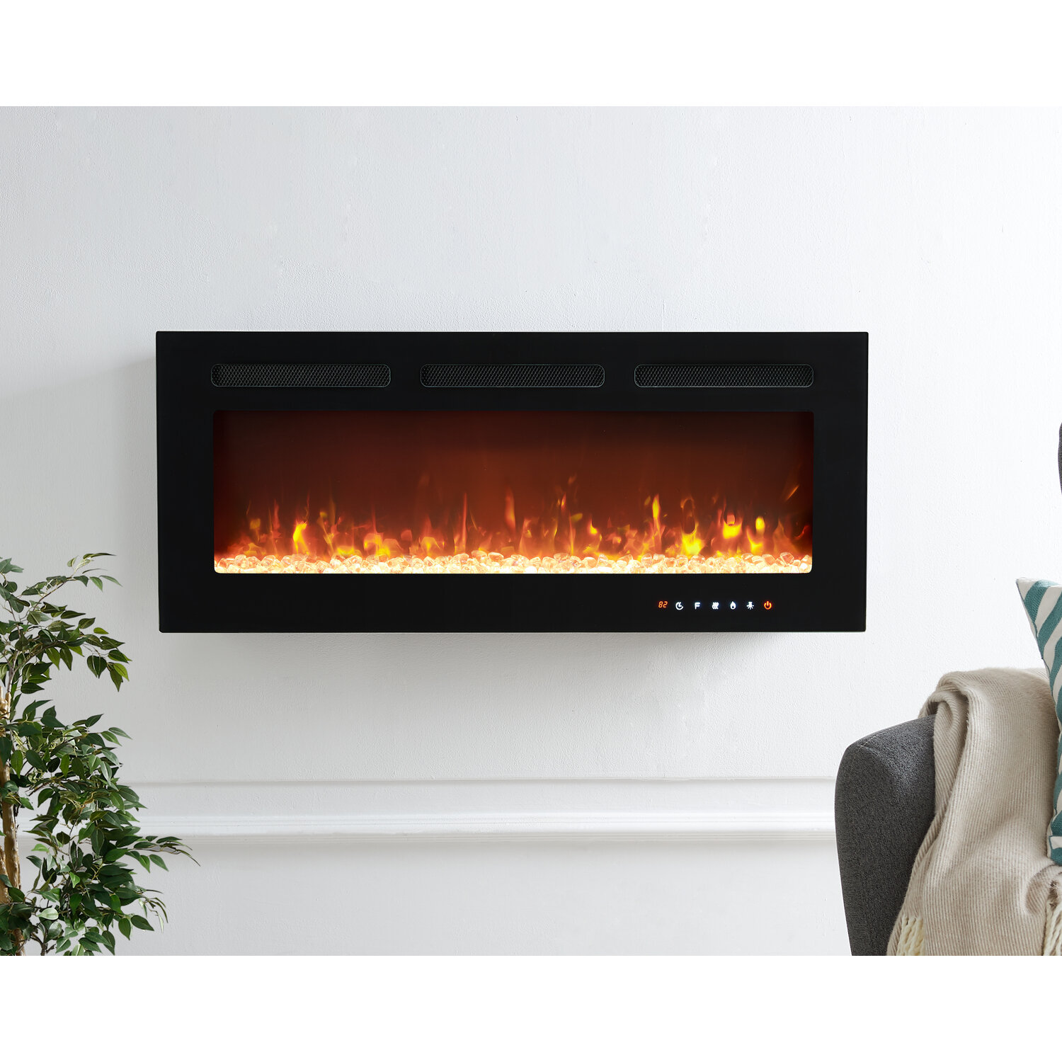 Symple Stuff Chamberlayne Wall Mounted Electric Fireplace, Inserts ...