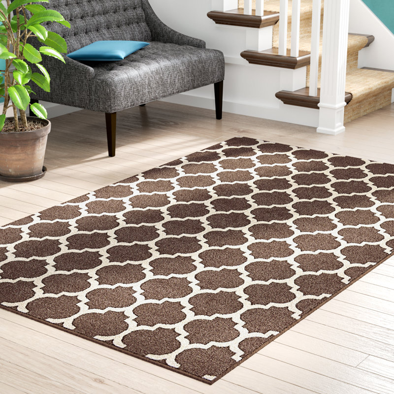 Tapis brun / beige à motif géométrique Molly, Rectangle 9 pi 10 po x 13 pi 1 po