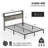 Queen Size Bed Frame With Headboard, RGB LED Light & Charging Station - Rustic Grey-752272424