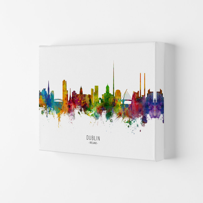 Dublin Ireland Skyline by Michael Tompsett - Print, 59.4cm H x 84cm W x 4cm D, Wrapped Canvas