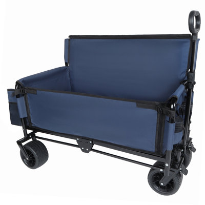 Chariot pliable 3-en-1 avec banquette et rangement, protection brevetée - Comprend 1 sac de glace, 500 lb poids lourd, roues tout-terrain d'une capacité de 180 L pour le camping, la plage, les sports et le jardin