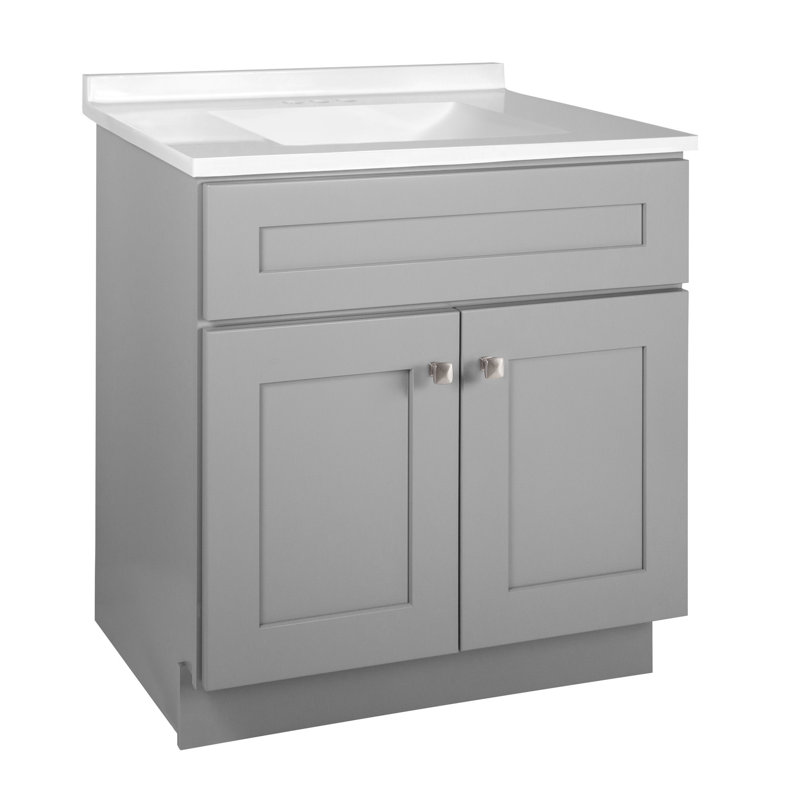 Meuble-lavabo de 31 po avec dessus en marbre de culture Brookings - assemblé, blanc Sherwin Williams - Design House, 214593