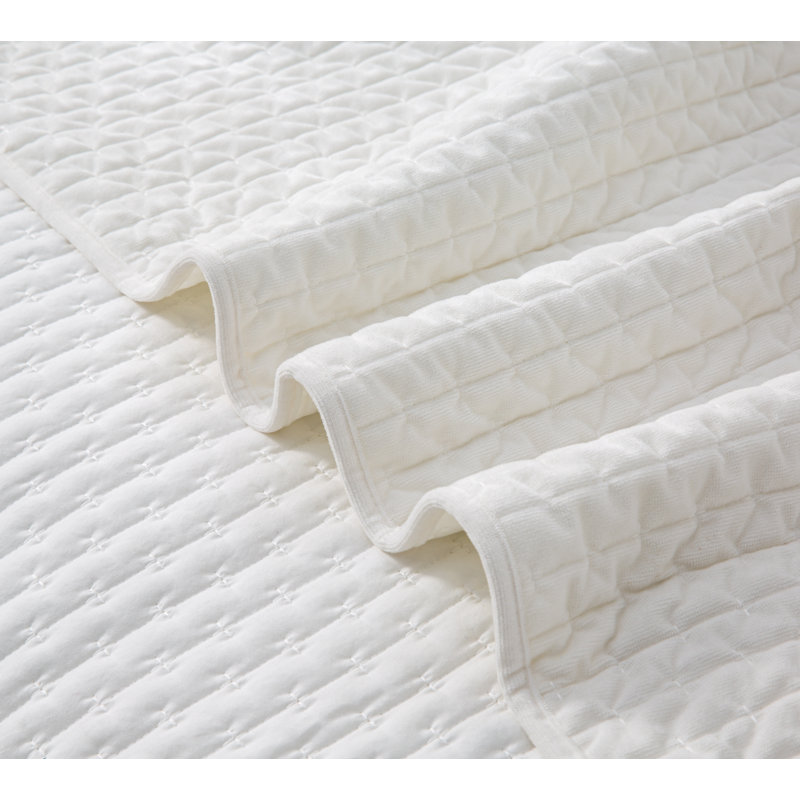 Couvre-lit en velours Zera Cross, Grand couvre-lit / couvre-lit + 2 taies d'oreiller, Blanc