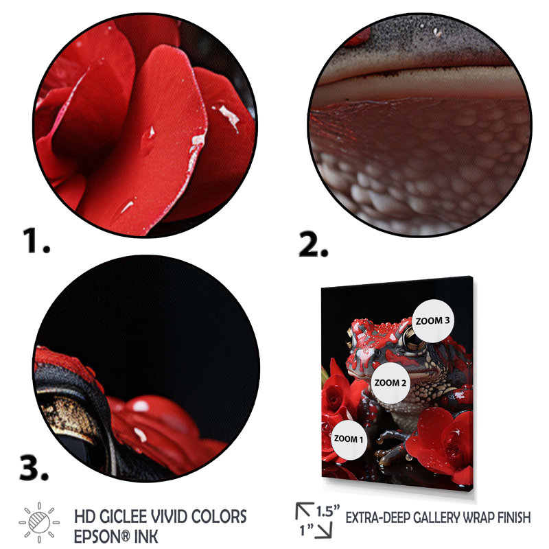 «Red Frog Portrait», reproduction d'art sur toile, Cadre noir, H 20 po x l 12 po x P 1 po