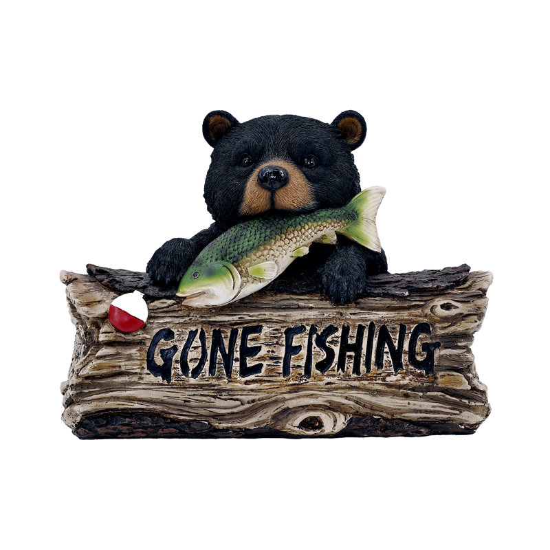 Ours noir avec enseigne de pêche disparue