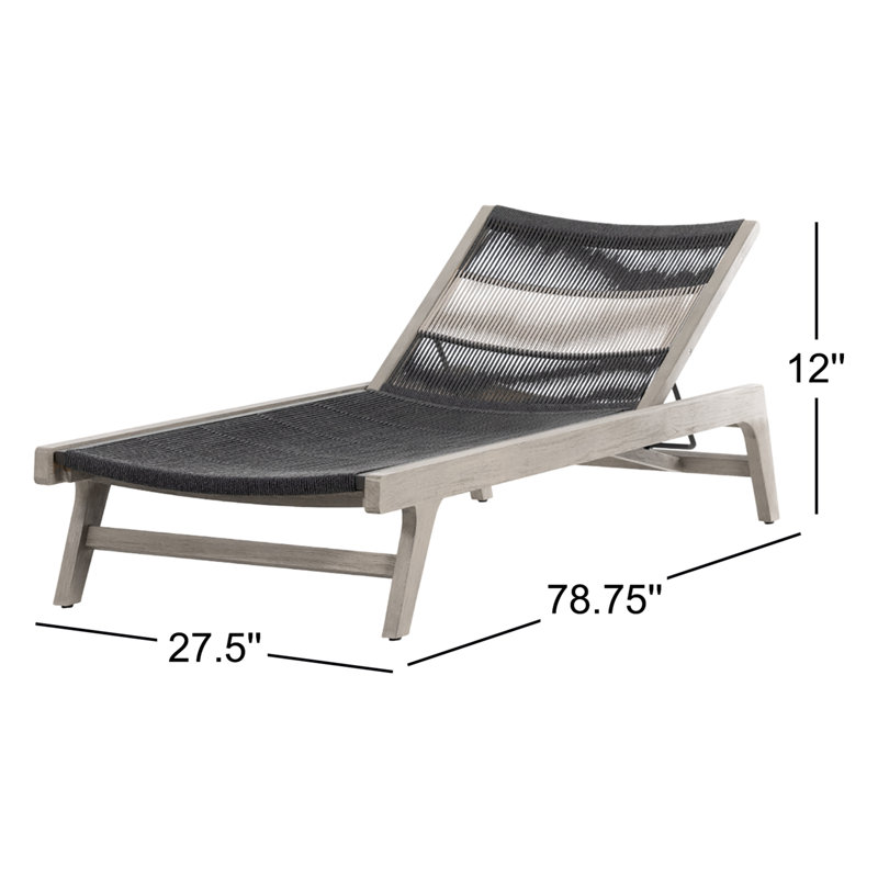 Julian Outdoor Teak Chaise Lounge, Weathered Gray