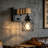 2‑Pack Industrial Wall Sconces, Rustic Wood & Black Metal Cage Wall Lamp, Vintage Farmhouse Hardwired Wall Light, E26 Wall Sconce for Bedroom Bathroom Living Room